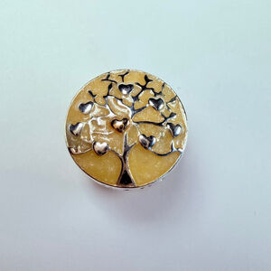 Pandora 14K Gold Tree Of Hearts Enamel Sterling Silver 925 Two Tone Bead ALE